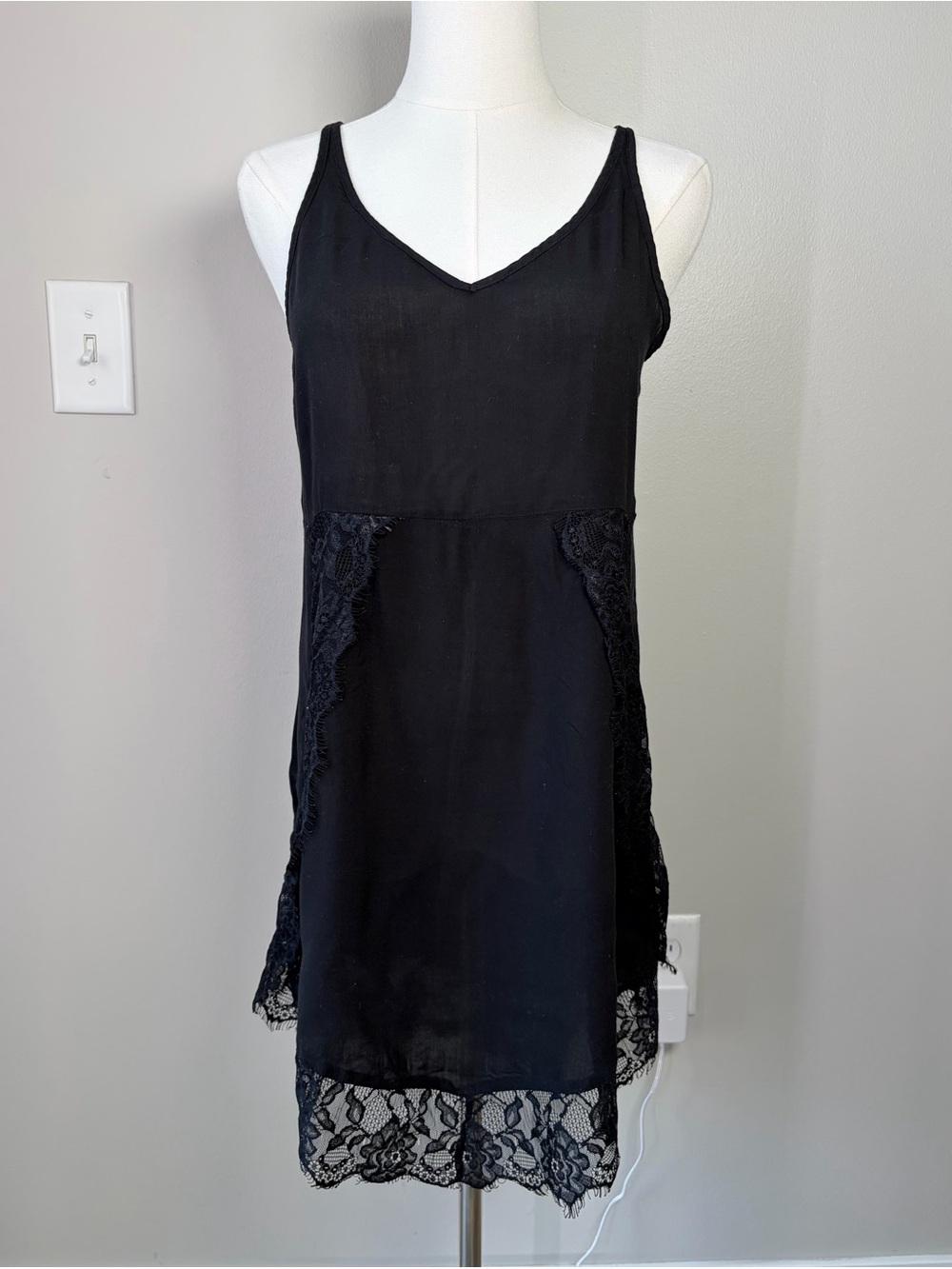 Intimately Free People Black Lace Trim Slip Dress